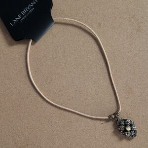 Lane Bryant Beige Necklace with Gold and Silver Pendant